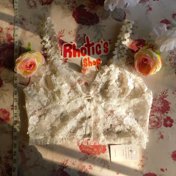 For Love And Lemons Tops - FLL Floral Rosette Cami/Triangle Brallete